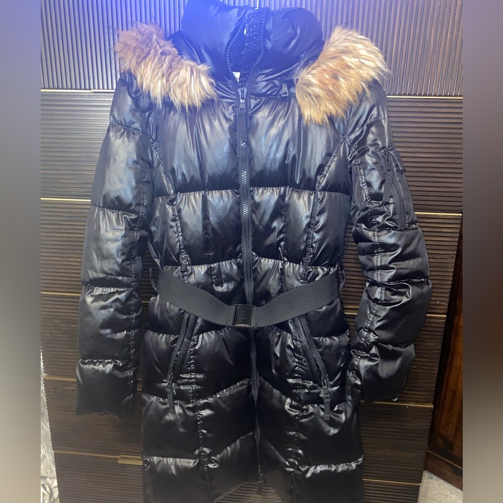 Duck Down Black Mid Length Puffer